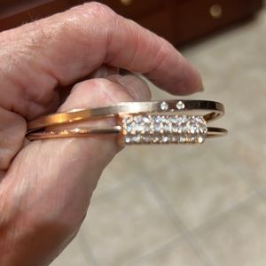 Two Rose-Gold-Tone & Sparkly Stones Bangle Bracelet